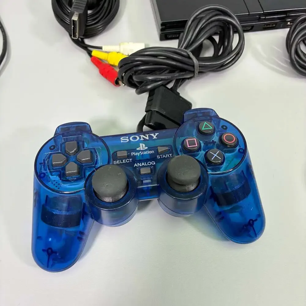 Sony PlayStation 2 Slim Console (Black) with Two DualShock 2 Controllers